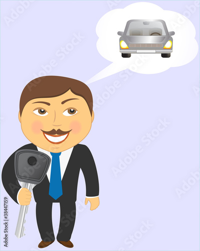 man holding key and dreaming about car