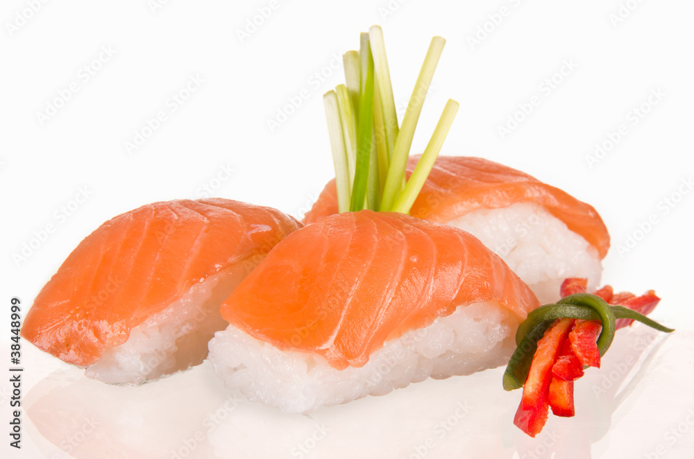Sushi food on white background
