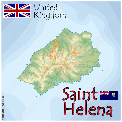 saint helena uk island map flag emblem