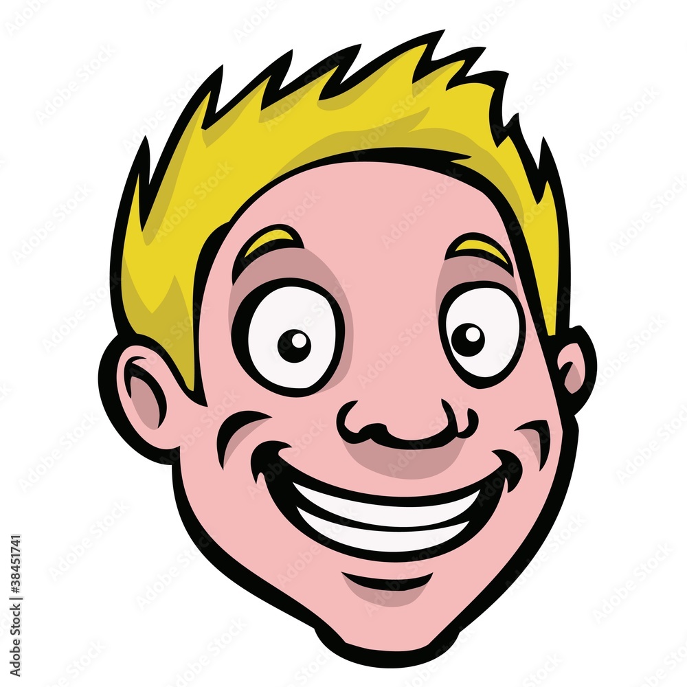 Happy, smiling cartoon guy with blonde hair. Happy, smiling cartoon guy with blonde hair.