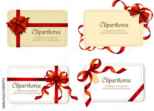 collection of card note with ribbon