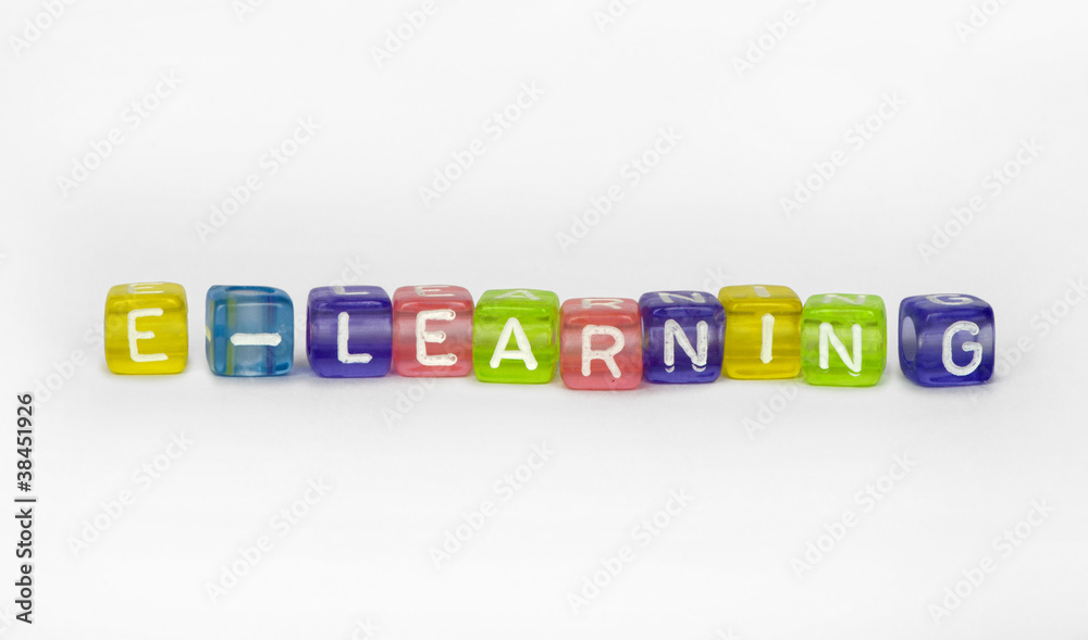 Text cE-learning on colorful wooden cubes Text cE-learning on colorful wooden cubes