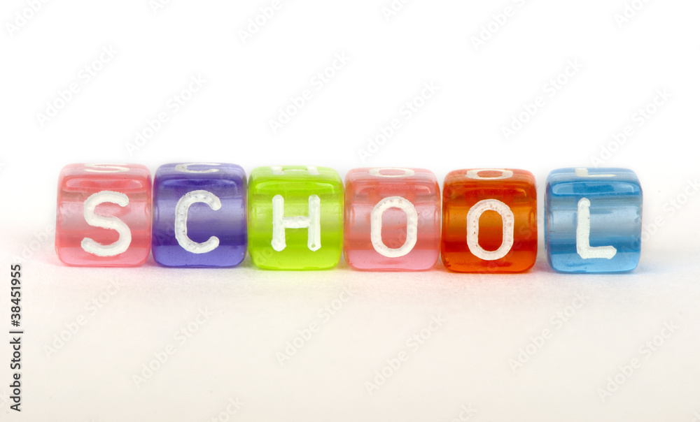 Text School on colorful cubes Text School on colorful cubes