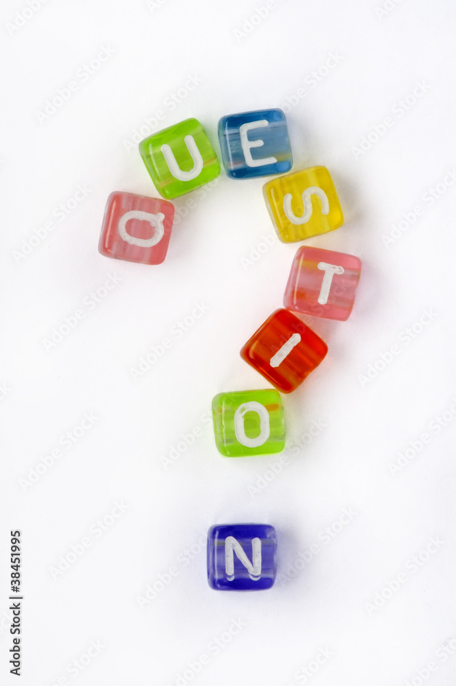 Text nd sign question on colorful cubes Text nd sign question on colorful cubes