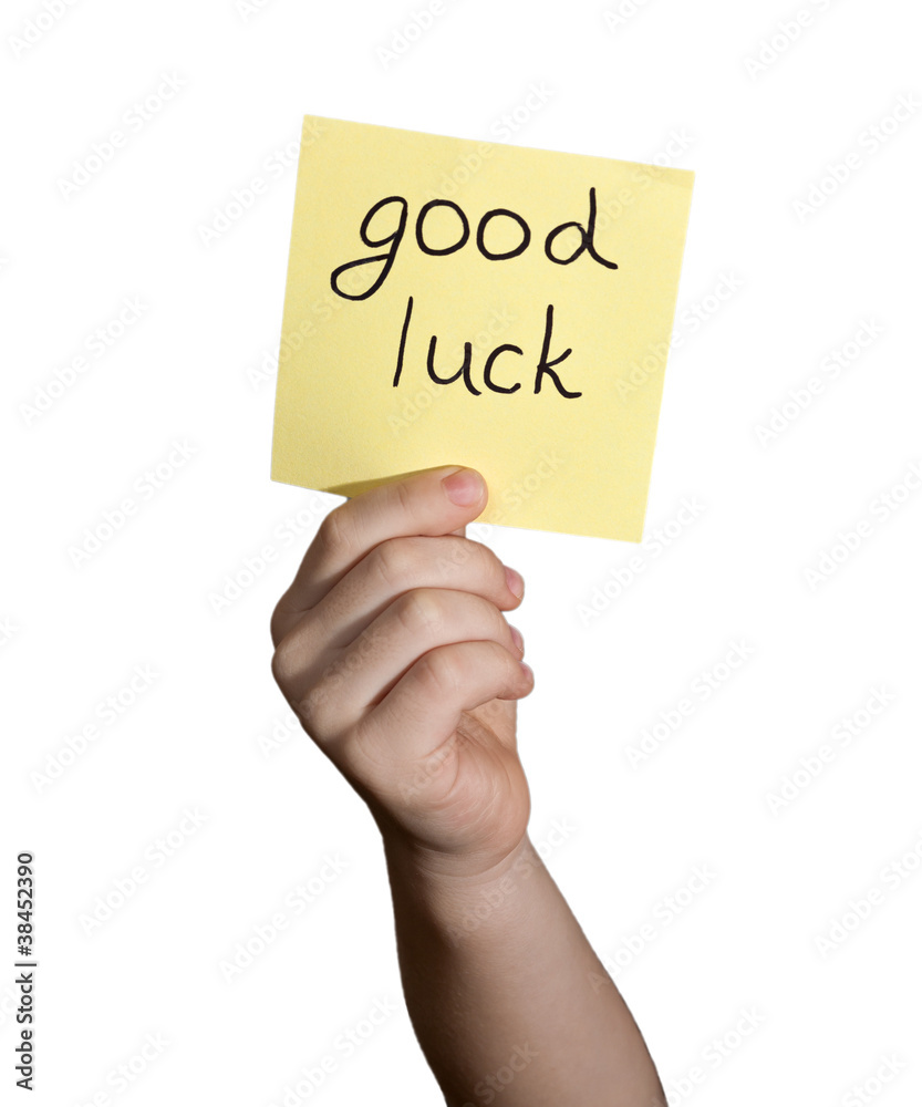 boy hand holding notepaper on white background boy hand holding notepaper on white background