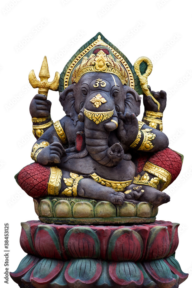 Hindu God Ganesha on white background