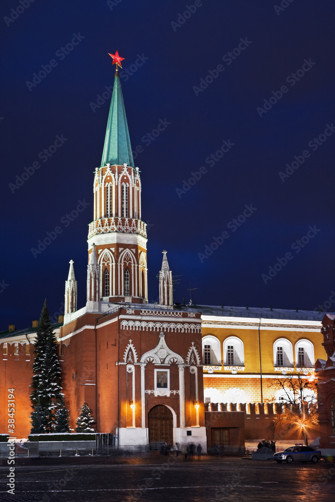 Fototapeta premium Nikolskaya tower of Moscow kremlin