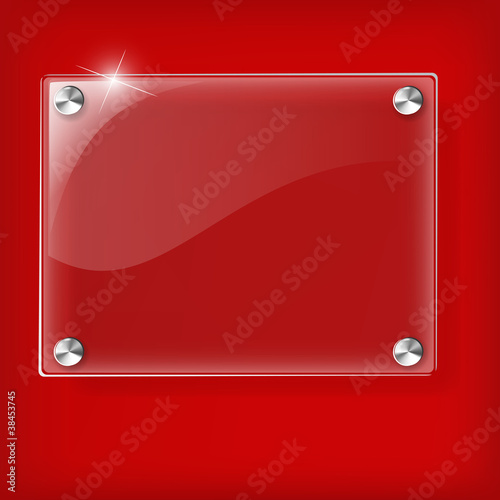 Glass plate on Red background
