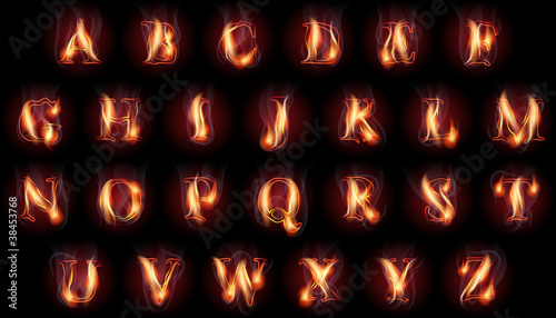 burning letters set
