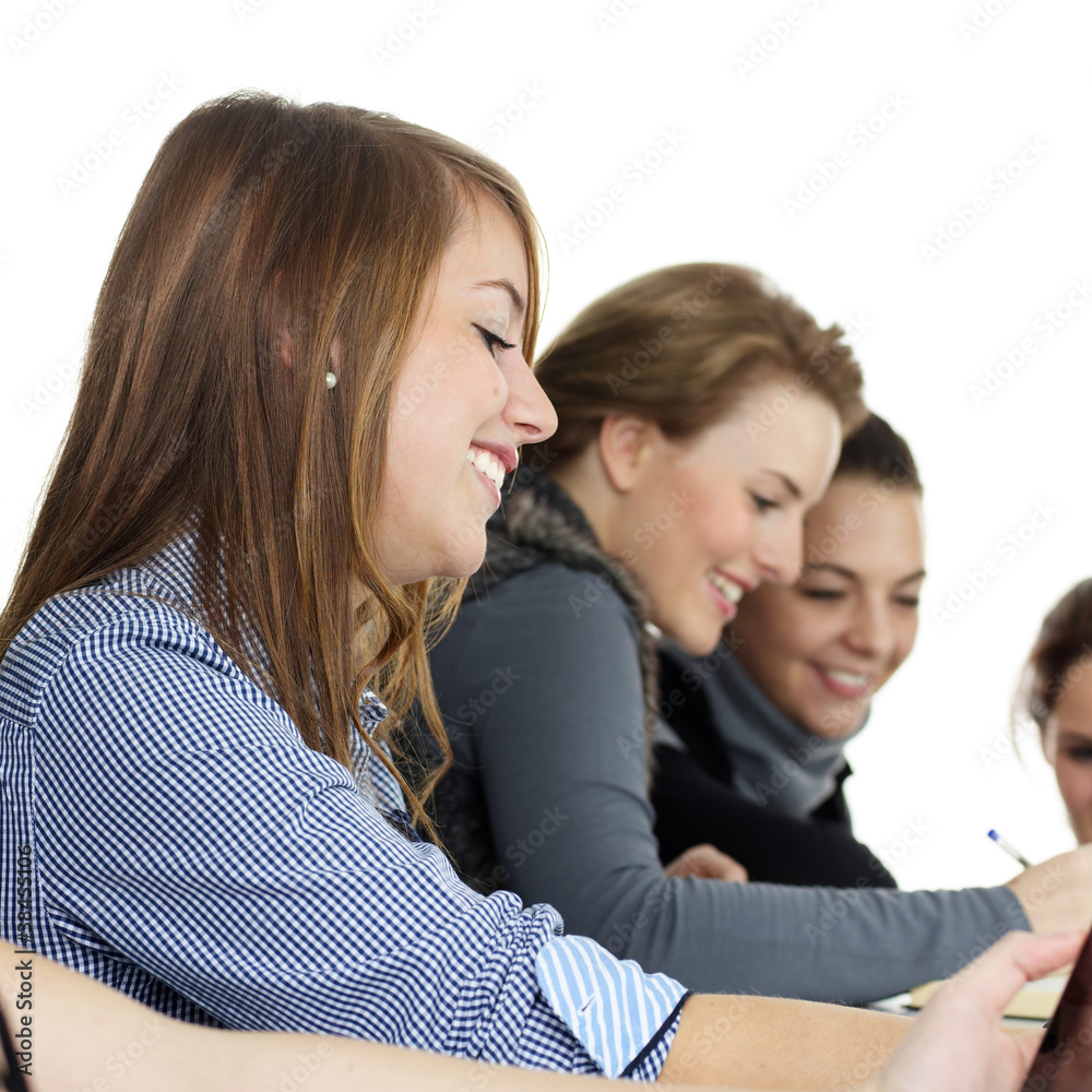 Group of young students are learning together Group of young students are learning together