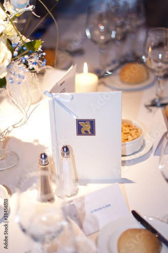 Reception table details in a hotel restaurant