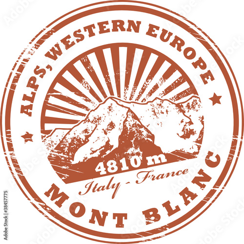 Stamp with the Mont Blanc, highest mountain in the Alps