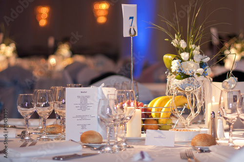 Elegant table at a luxury reception in a hotel