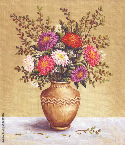 Asters in a camphora, painting