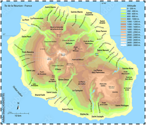 Carte Reunion Relief Stock Vektorgrafik Adobe Stock