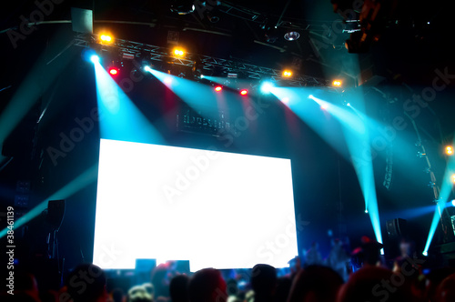 Rock concert, white screen isolated. (clipping path)