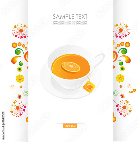 Cup of tea, a Orange. Tea consept