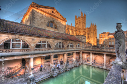 The remains and reconstruction of the roman baths at Bath HDR