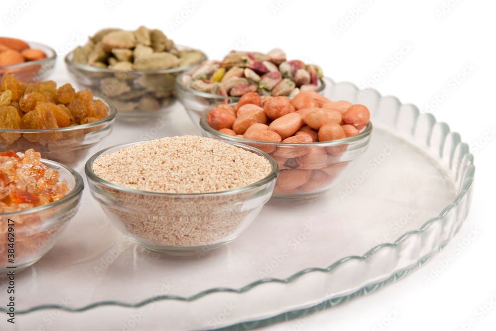 Mixed dry fruits in glas bowl Mixed dry fruits in glas bowl
