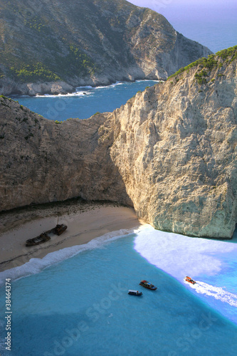 Navagio plaża z wrakiem w Zakynthos, Grecja