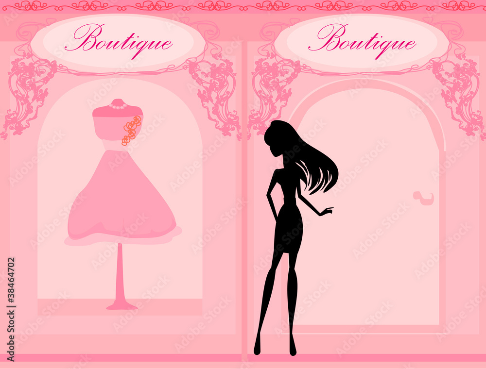 fashion silhouettes girl Shopping in the city