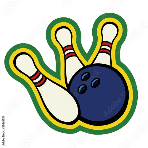 Bowling ball hitting a couple of bowling pins