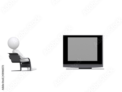 Person watches TV