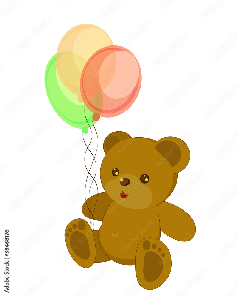 toy teddy-bear with balloons isolated on white toy teddy-bear with balloons isolated on white
