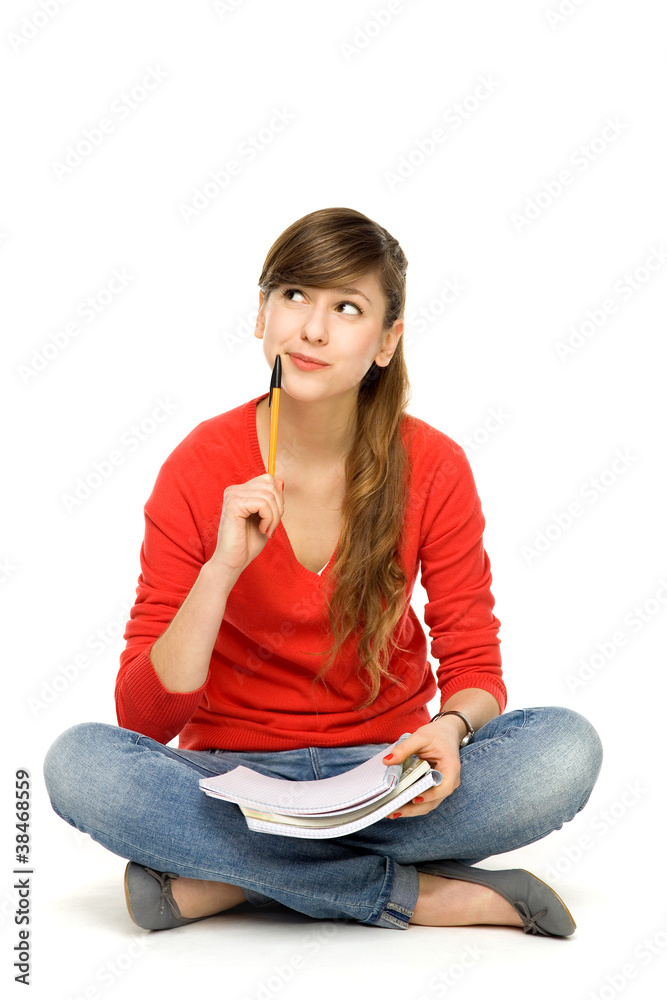 Female student thinking Female student thinking