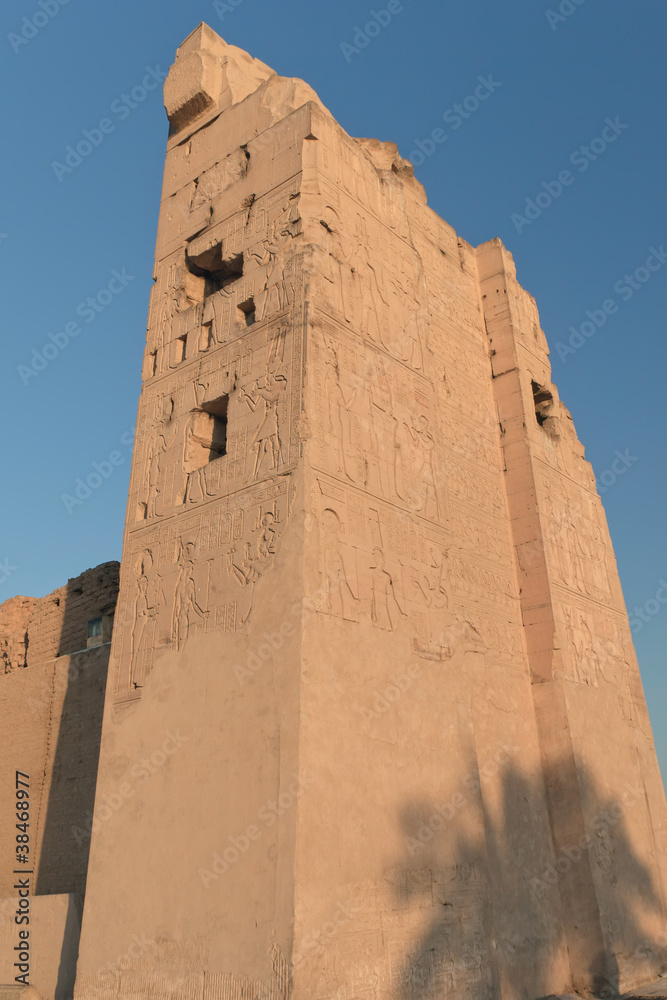 Pillar Kom Ombo temple covered with hieroglyphs (Egypt)