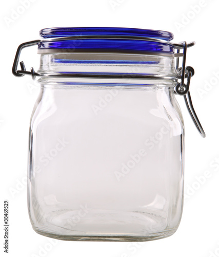 closed empty glass jar with clipping  path