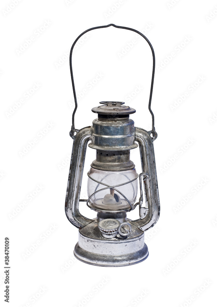 Old kerosene lamp isolated on white Old kerosene lamp isolated on white