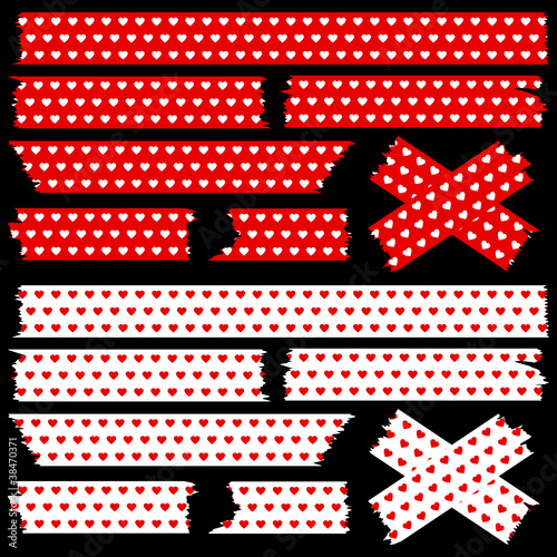 Tape Set Hearts Red/White