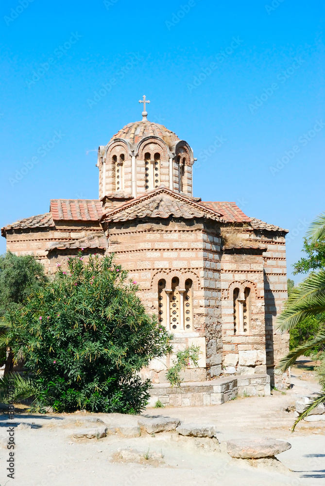 Typical medieval stone church in Greece