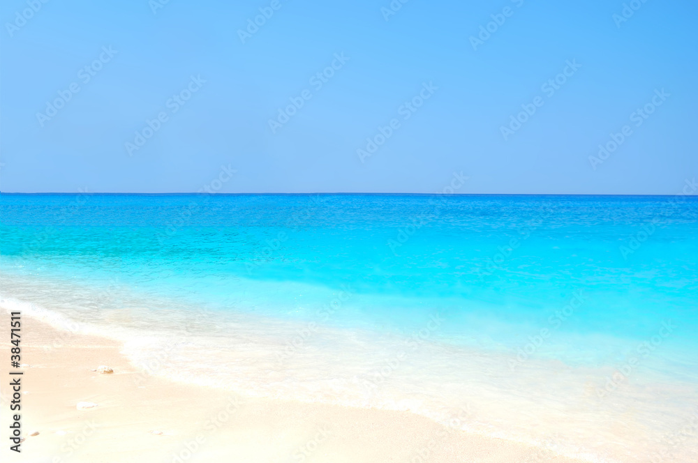 white beach and blue sea