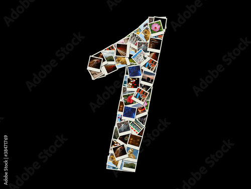 Canvas Print Shape of  1 figure made like collage of travel photos