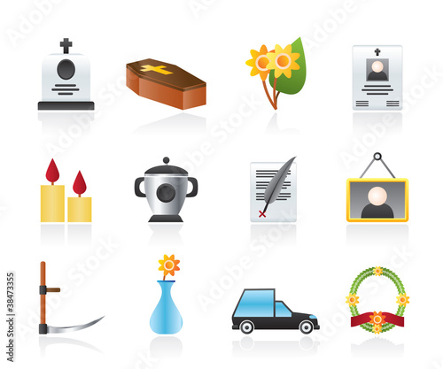 funeral and burial icons - vector icon set