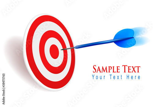Dart hitting a target. Success concept.