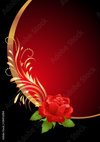 Golden frame wth rose