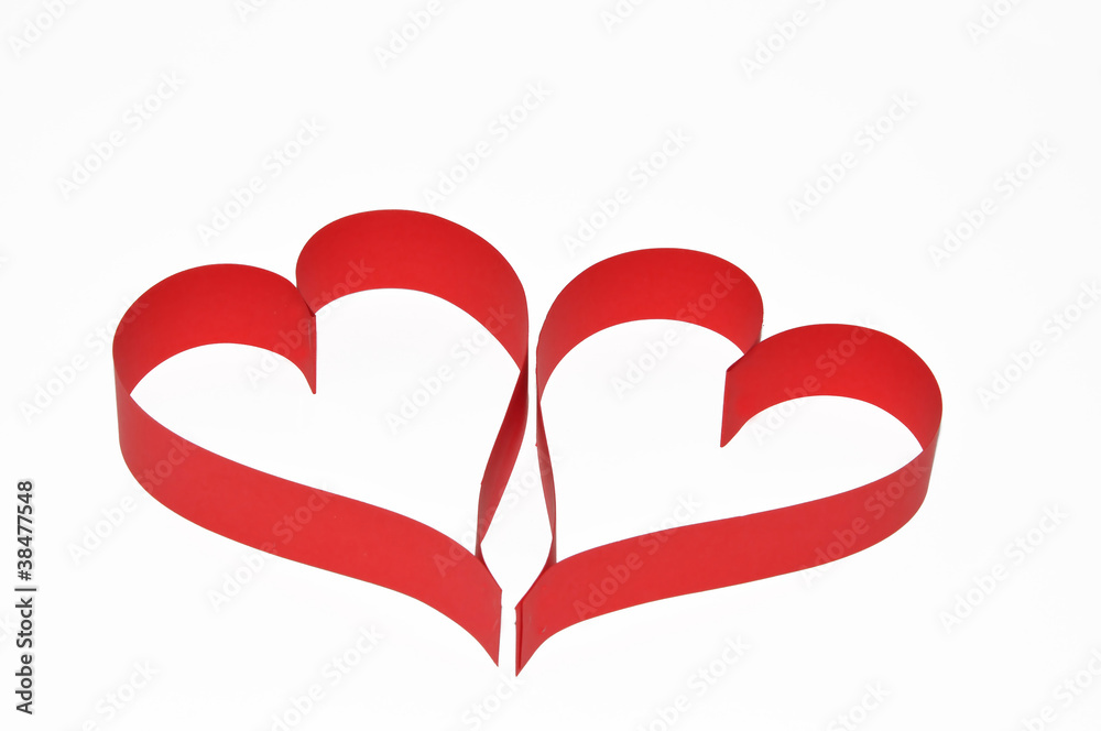 Valentine hearts on paper