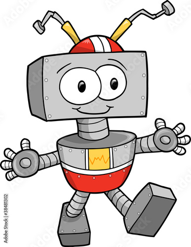 Happy Cute Robot Vector Illustration