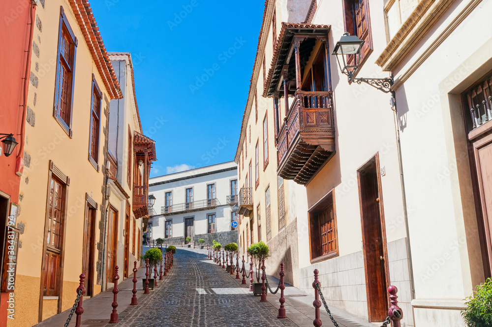 Fototapeta premium Street in Spain, La Orotava, Canary islands