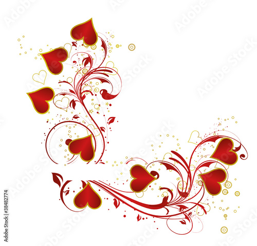 coeur floral rouge
