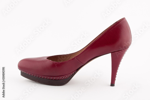 burgundy high heel woman shoe