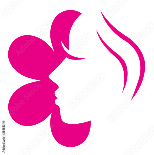 Female flower face pink icon isolated on white ( pink )