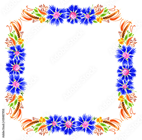 Watercolor frame  Cornflowers