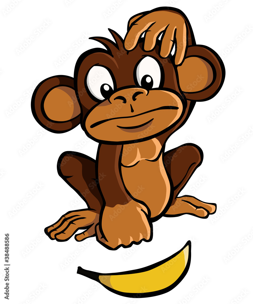 Cartoon monkey with banana Stock Vector | Adobe Stock