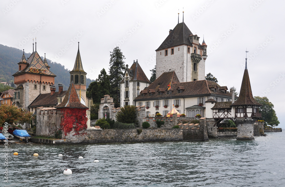 Oberhofen Castle on the lake of Thun, Switzerland