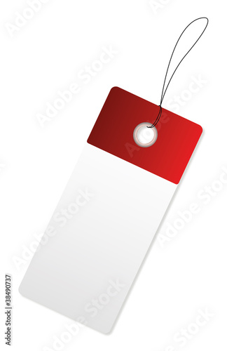 red and white label icon with lace