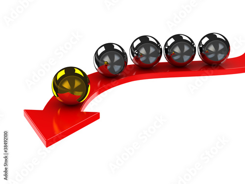 The gold ball is in the lead